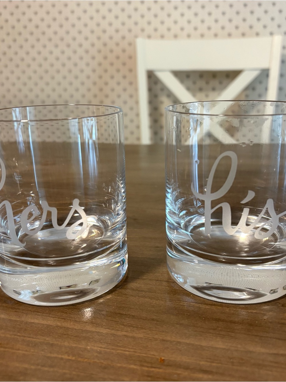Kate Spade New York Clear "his" and "hers" Etched Whiskey Glasses
